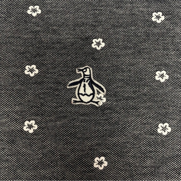 Original Penguin Polo Shirt Navy White Flowers Collared Men's Size Medium - Picture 4 of 8